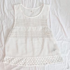 Sheer cream tank with embroidered details